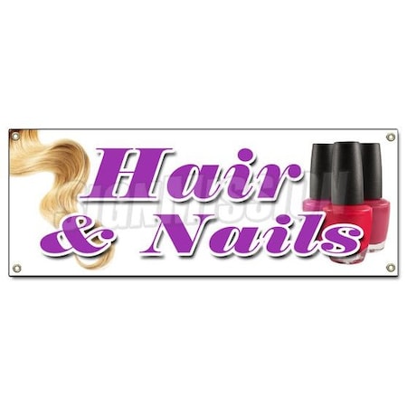 Signmission HAIR & NAILS BANNER SIGN coloring manicurist pedicure perms stylist B-Hair & Nails